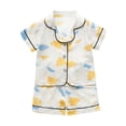 thumbnail image 2 of Fashion Girls And Boys Casual Short Sleeve Tops Turndown Neck Collar Botton Printed Short Pants Sets, 2 of 3