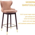 thumbnail image 4 of AngLink Bar Height Chairs Set of 2,29.9 Inch Upholstered Bar Stools with Back and Wooden Legs,Modern Leathaire Fabric Stools for Kitchen Counter, Pub,Cafe,Club,Dining Room (Khaki), 4 of 13