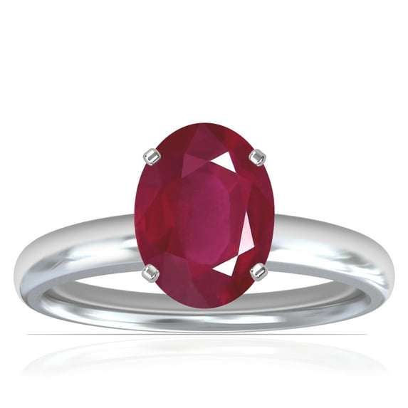 GemsNY July Birthstone - Traditional Oval Ruby Solitaire Ring (Grade - A | 1.55cts.)