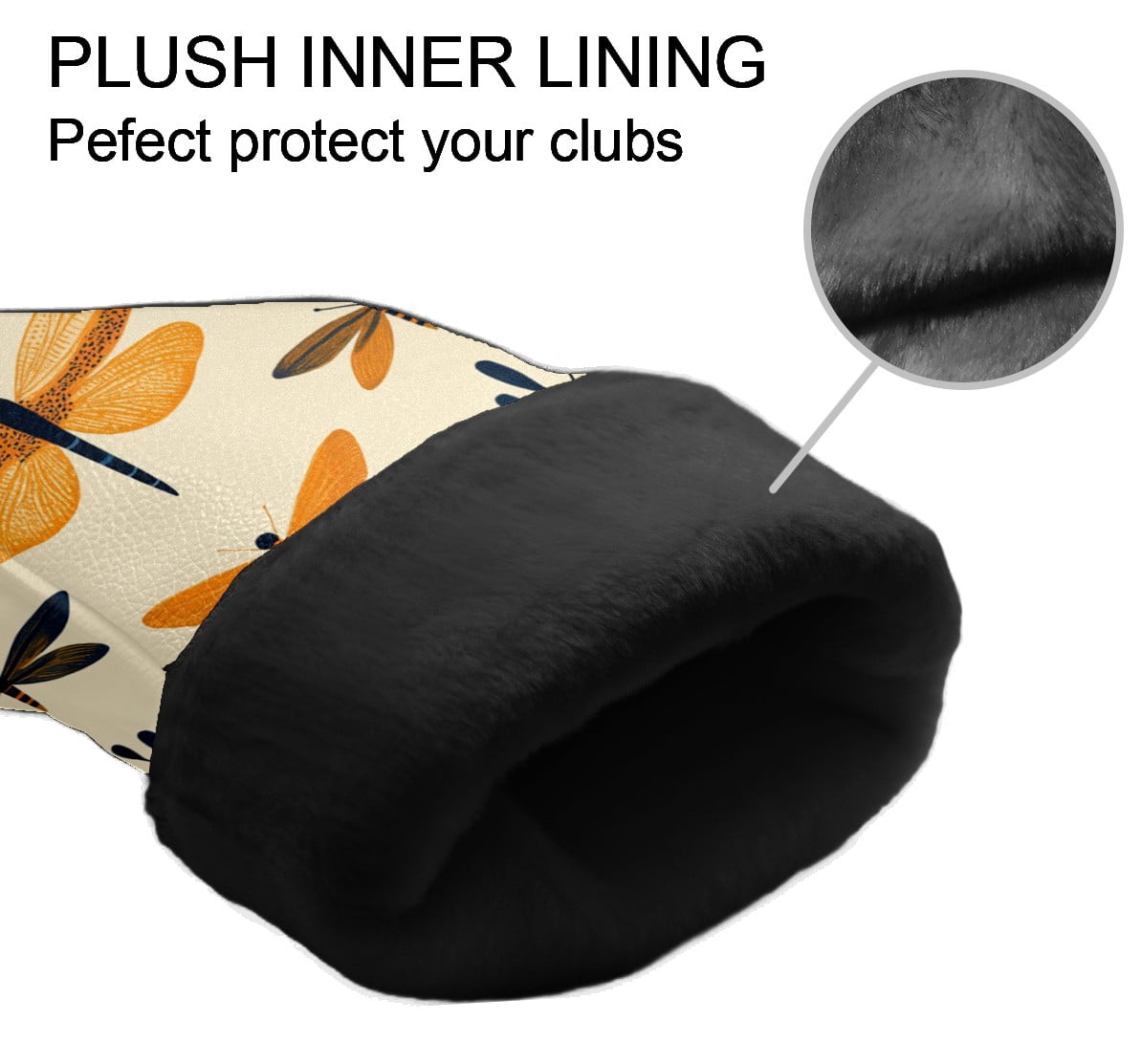 Golf Club Covers PU Leather Waterproof Head Covers for Fairway Woods Hybrids Leaf Dragonfly