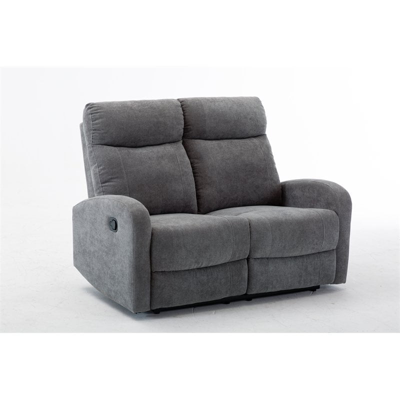 RN Furnishings Reclining Chenille Fabric Loveseat Light Gray