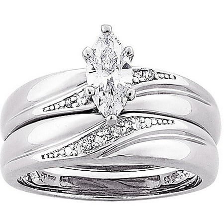 13 carat tgw marquise cz and diamond accent wedding ring set in sterling silver - Walmart Wedding Ring Sets 13 carat tgw marquise cz and diamond accent wedding ring set in sterling silver - Walmart Wedding Ring Sets