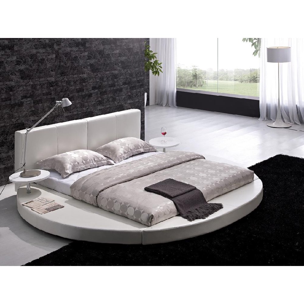 Modern White Leather Headboard Round Bed King T009