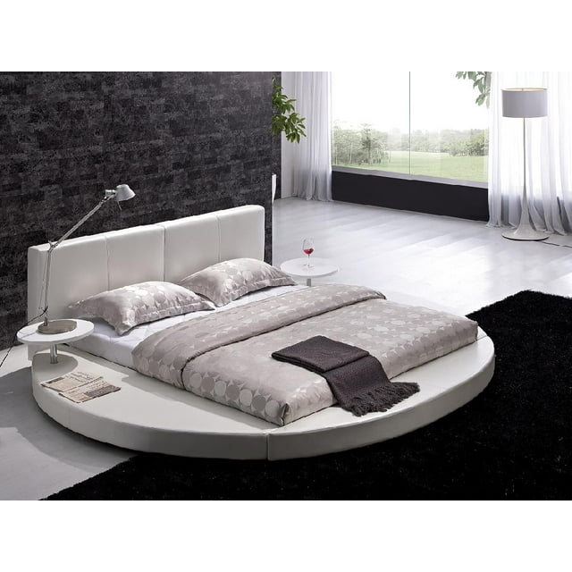 Modern White Leather Headboard Round Bed - King T009