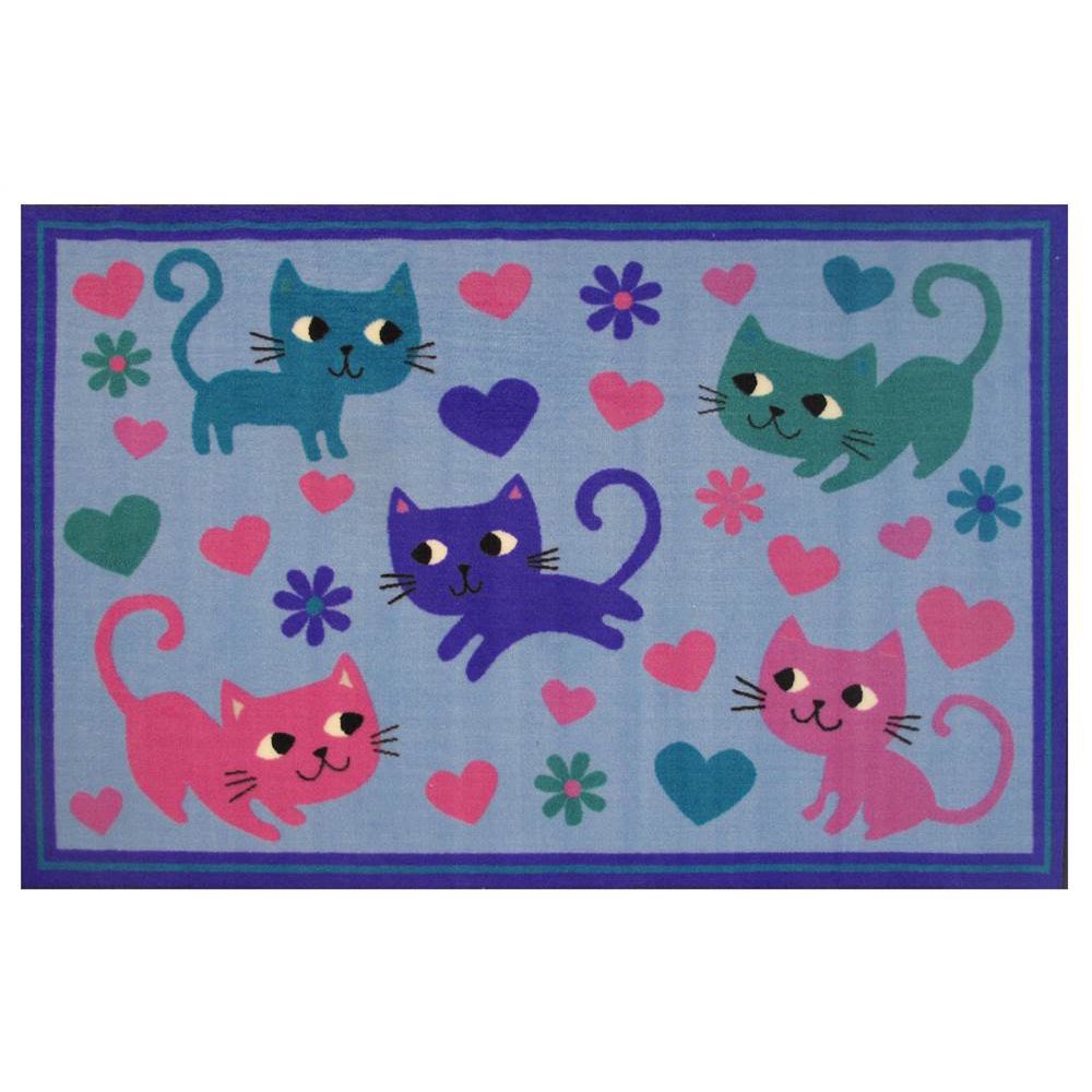 Kitty Cats Area Rug in Multicolor (2 ft. 4 in. L x 1 ft. 6 in. W (1 lbs