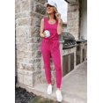 thumbnail image 5 of Rose Rouge TG Ensemble Deux Pièces pour Femmes Tenue Décontractée d'Été Sans Manches Col Rond et Pantalons de Survêtement Tenue de Détente, 5 of 5
