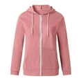 thumbnail image 3 of Veste à Capuche Décontractée pour Femme, Couleur Unie, Poche Zippée, Manches Longues, Légère, Haut de Mode Printemps Automne, 3 of 6