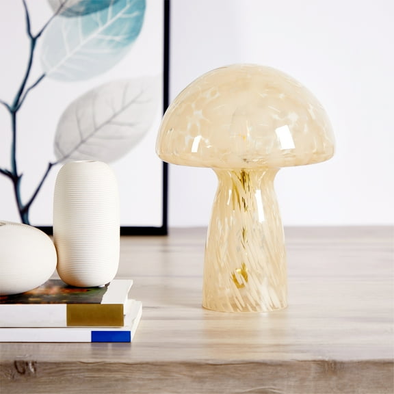 Open Box Urban Shop Novelty Glass Mushroom Lamp, Orange Tortoise, 12" H, Plug-in