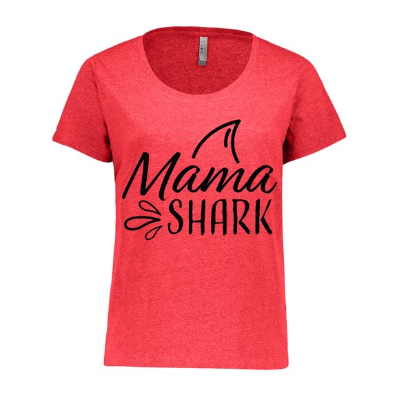 Inktastic Mama Shark with Shark Fin Women's Plus Size T-Shirt