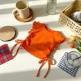 thumbnail image 2 of Ticikt Toddler Girl's Candy Color Short Sleev Crop Tops Ruched Drawstring Tee T Shirts,Color:Orange,Size:3-4 Years, 2 of 4