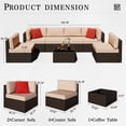 thumbnail image 5 of Patio Furniture Set, Walsunny 7 Piece All Weather Outdoor Sectional Sofa, Wicker Patio Conversation Set with Cushions and Tempered Glass Table for Backyard Porch, Khaki, 5 of 7