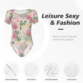 thumbnail image 6 of Uemuo Tropical Pitaya Pattern Women's One Piece Short Sleeve Swimsuit Rash Guard Surfing Modest Quick-drying Swimsuit Beach Essentials-Small, 6 of 9
