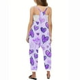 thumbnail image 4 of Odeerbi Kids Girls Summer Jumpsuit Love Print Bib Overalls Casual Sleeveless Rompers Long Pants with Pockets 5-14 Years Purple, 4 of 5