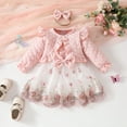 thumbnail image 2 of Gubotare Baby Girl Fall Dress Outfit Girl's 3 Piece Outfits Print Ruffle Sleeveless Dress and Long/Short Sleeve Cardigan Tops Sets Size 18 24 Months (Pink,18-24 Months), 2 of 9