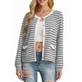 thumbnail image 3 of Cueply Women's Cardigan Sweater Long Sleeve Striped Button Knit Jackets Coats Outwear with Pockets, 3 of 8