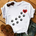 thumbnail image 2 of Pompotops T-Shirts Imprimés pour Femmes Grande Taille Col Rond Imprimé Chat Manches Courtes Tee Graphique Hauts, 2 of 4