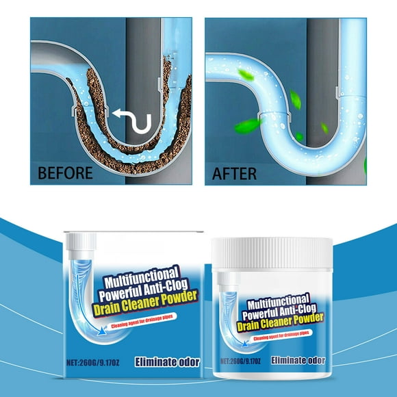 QIPOPIQ Powerful Dissolving Deodorizing Floor Drain Cleaner Powder For Pipe Clearing Kitchen Sink,Clog Remover Drain Smell Eliminator,Powerful Pipe Unclogger