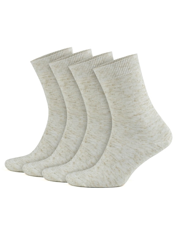 Thin Cotton Socks for Women | Linen Crew Socks for Summer | 4 Pairs | Model: 2024