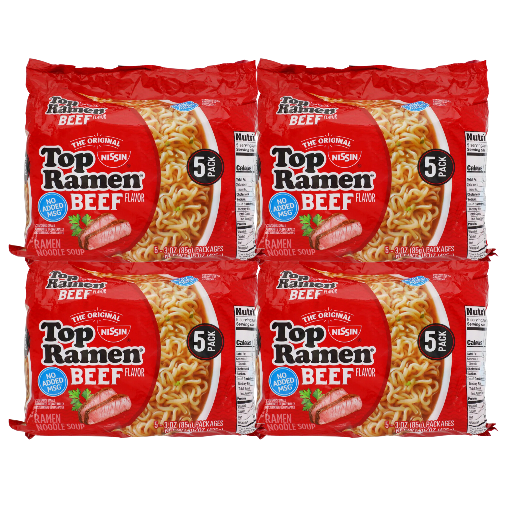 Nissin Top Ramen BeefFlavored Noodle Soup, 5ct. Packs (4 packs, 20