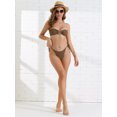 thumbnail image 5 of DARING DIVA Women's Metal Ring Bandeau Bikini Set X-Small Brown, 5 of 6