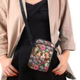 thumbnail image 4 of HELLHERO Guinea Pig Floral Pattern Small Crossbody Purse for Unisex 2 Zippers Women Crossbody Bag Polyester Adjustable Shoulder Strap, 4 of 7