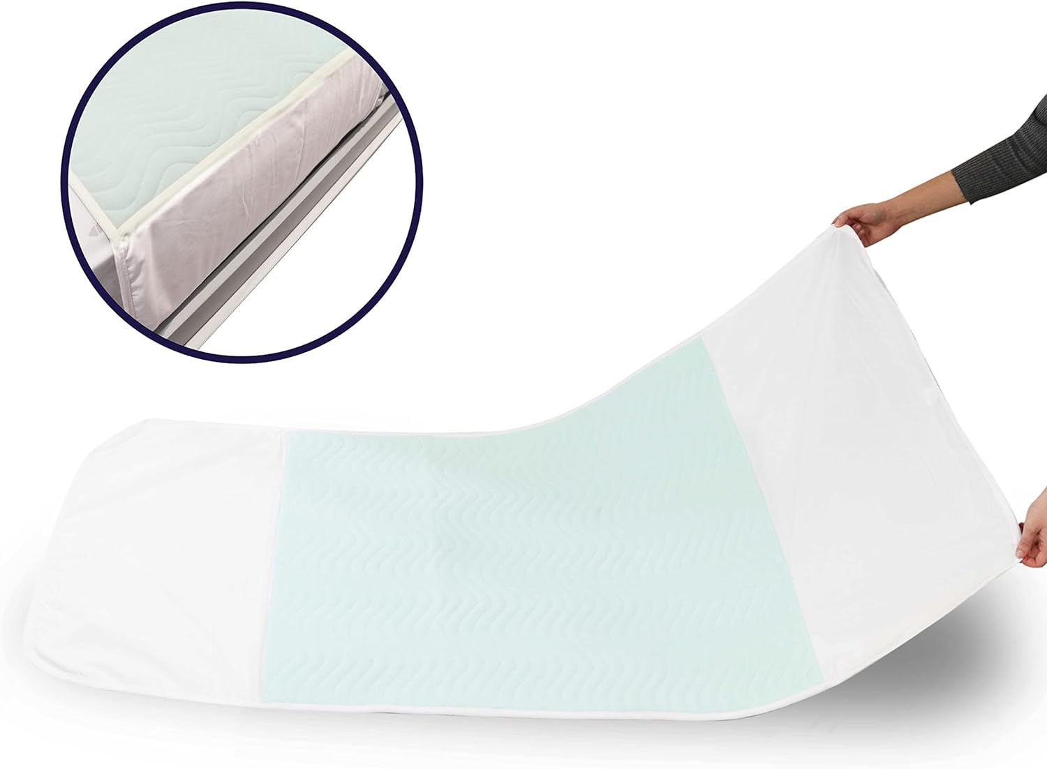KMINA - Incontinence Bed Pads Washable 5 Layers (x1 Unit, 53" Full Bed), Reusable Mattress Pad, Pads for Beds for Incontinence Adults, Bed Wetting Protection Pad - Made in Europe