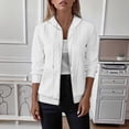 thumbnail image 2 of Womens Cardigan Sweaters Fall Long Sleeve Knit Sweater Front Zipper Coat White L, 2 of 5