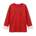 thumbnail image 4 of Fleece Lined Sweatshirt Women Thick Warm Crew Neck Solid Print Long Sleeve Pullover Tops, 4 of 7