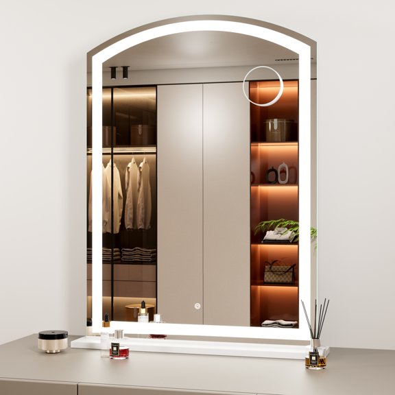 Swafrrt Arch Vanity Mirror with Light, 20" x 28" Arched LED Makeup Mirror with Lighted Makeup Mirror with USB Charging Port, Dimmable 3 Colors Mode