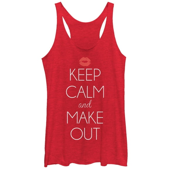 Women's Lost Gods Keep Calm and Make Out  Racerback Tank Top Red Heather Small