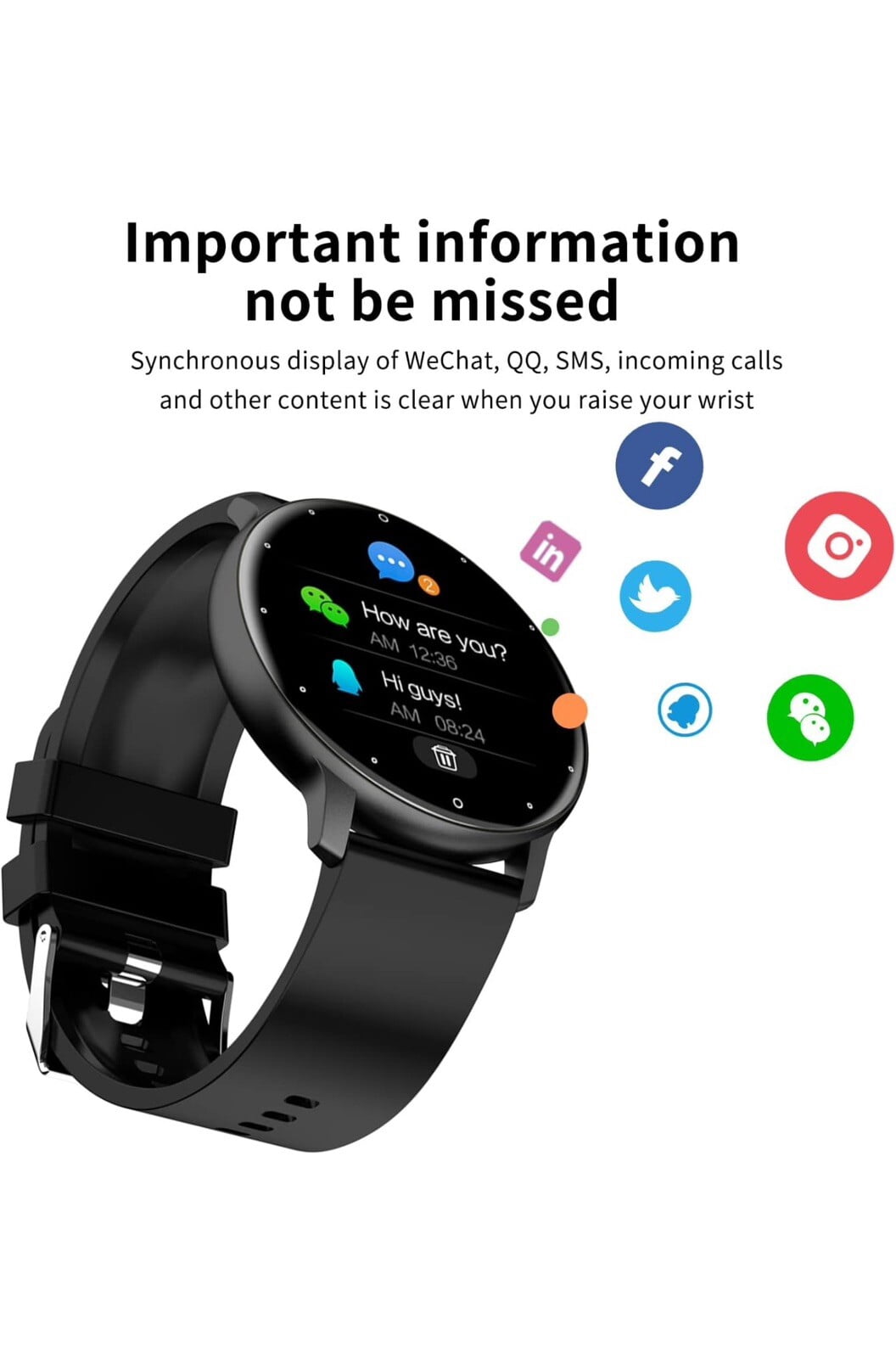 Compatible with Google Pixel 8a Fitness Tracker Watch for Men Women Smartwatch, IP67 Waterproof HD Touch Screen, 24 Sports Modes Activity Tracker - Black