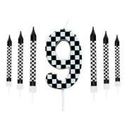 wuyuhangppo 7Pcs Birthday Candles Set,Cake Numeral Candles,Racing Cars Themed Birthday Candles for Cake Candle Checkered Decoration