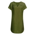 thumbnail image 3 of Robes Formelles Grande Taille Femmes Invité de Mariage Grande Taille Été T-Shirt Robes Simple Débardeur Col en V Manches Courtes Robe Grande Taille Vert L, 3 of 6