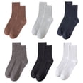 thumbnail image 1 of 6 pares, calcetines de otoño para hombre, juego de calcetines de viaje, calcetines casuales para hombre, calcetines de puño suelto, calcetines transpirables de color sólido, talla única, 1 of 7