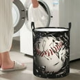 thumbnail image 5 of Picia Baseball Breaking Glass Pattern Large Laundry Basket, Waterproof, Freestanding Laundry Hamper, Collapsible Tall Clothes Hamper with Extended Handles-Small, 5 of 6