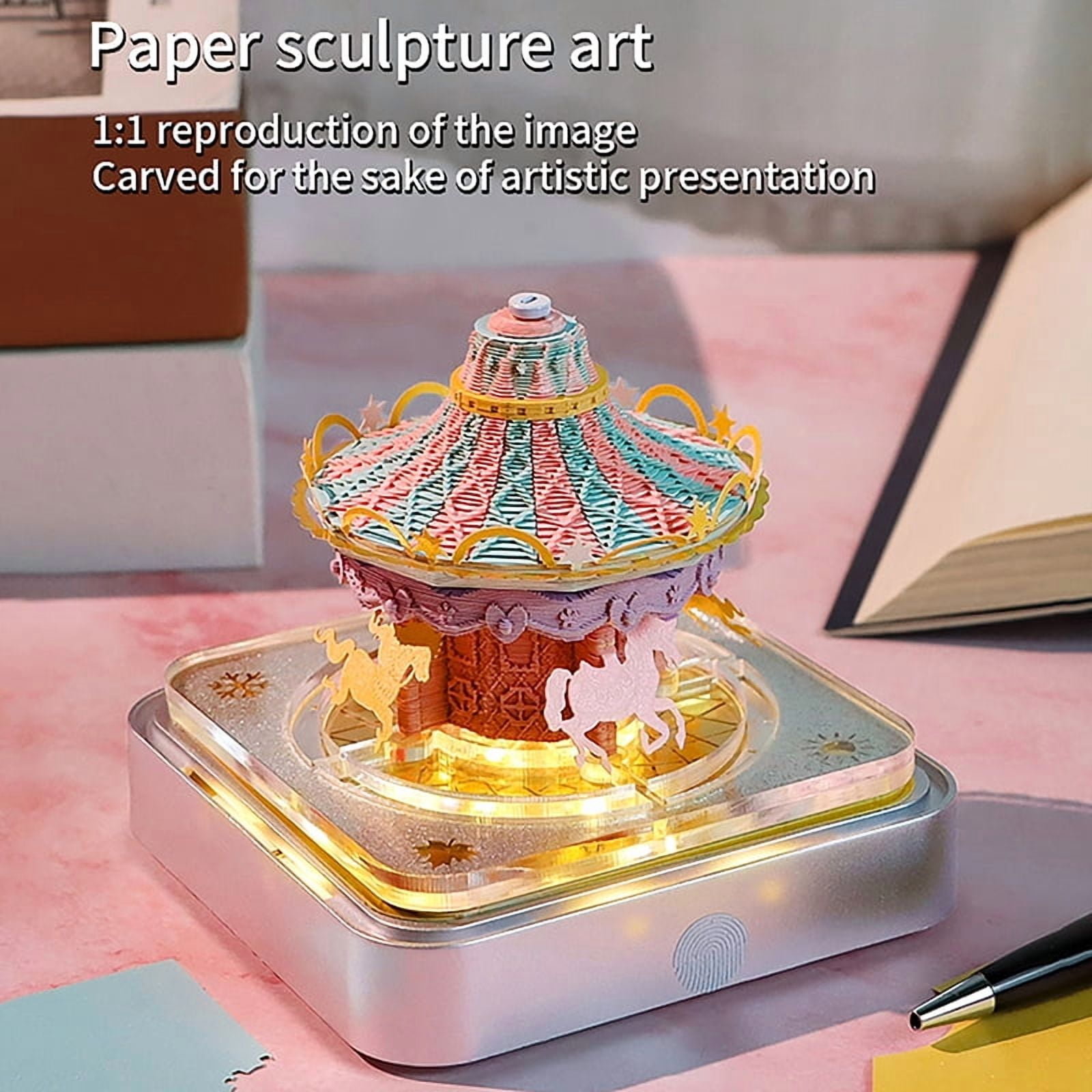 Time Piece Calendar 2026 Desk Calendar With LED Light 3D Tear-away Calendar Paper Carving Art Pad Notepad Gift Christmas