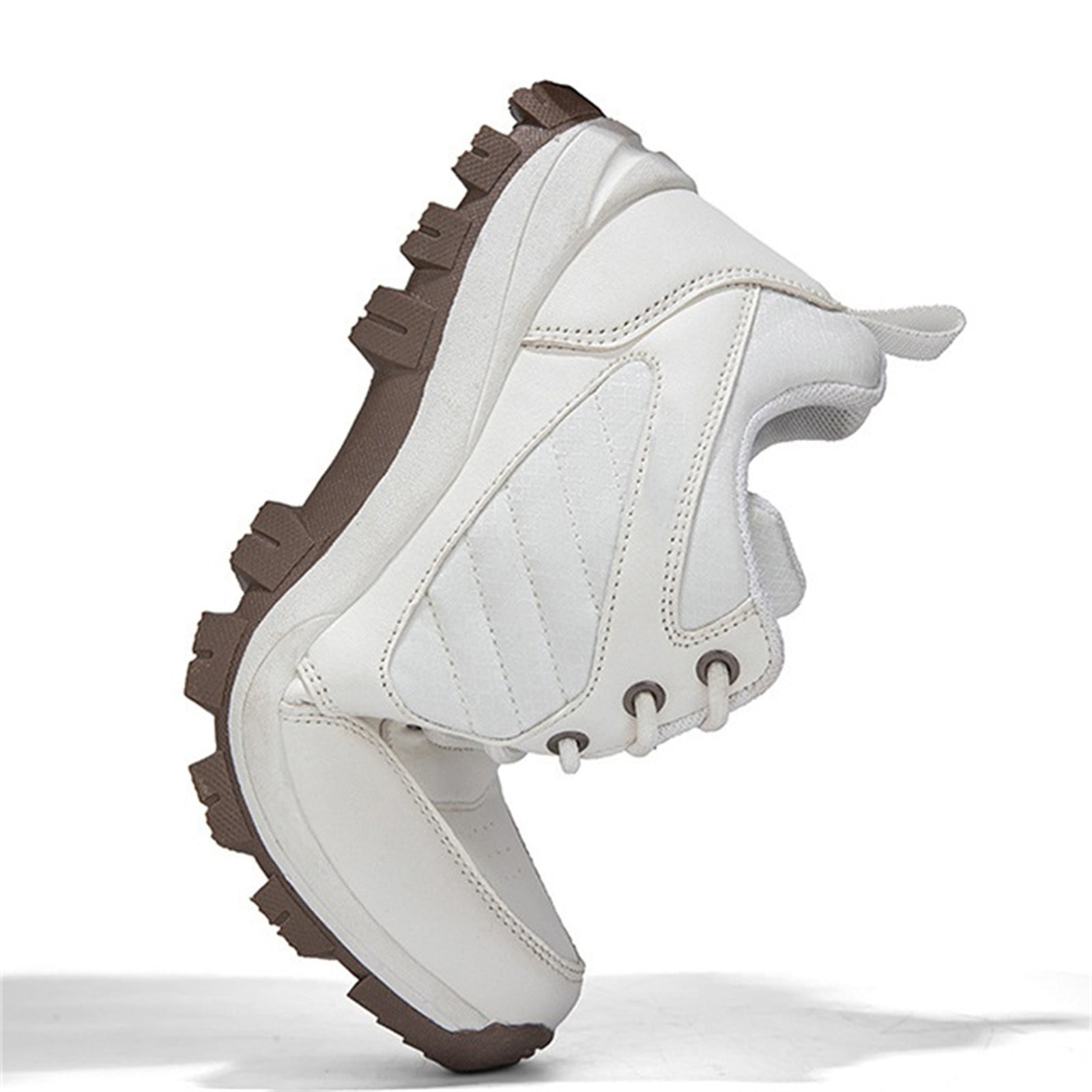 XIMIN Men Women's Hiking Boots Lightweight Breathable Non-Slip Waterproof Casual Low-Top Sneakers for Trailing Trekking Outdoor Leather Walking Shoes (7.5, White)