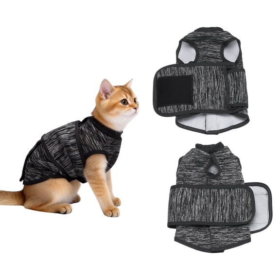 Uxcell Cat Anxiety Jacket, Breathable Cat Calming Vest Adjustable Pet Recovery Suit, Keep Pet Calm, M, (Dark Gray), Intended for Thunder/Fireworks/Separation