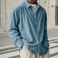 thumbnail image 2 of XIAOCHA Men's Corduroy Button Down Shirt Long Sleeve Relaxed Fit Collared Top Soft Casual Everyday Layering Shirt, 2 of 4