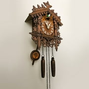 TUTUnaumb Cuckoo Clock Traditional Chalet Forest House Clock Handcrafted Wooden Wall P-Endulum Quartz Clock Autumn Sale-Brown