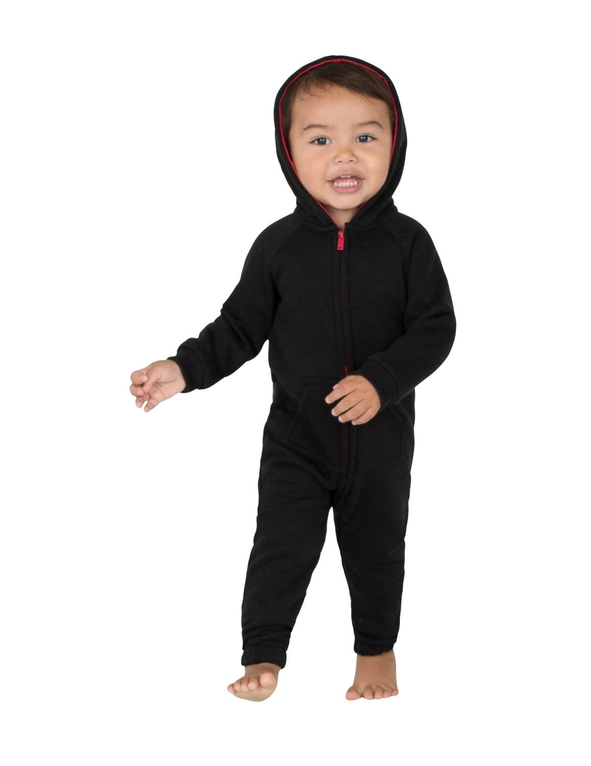 Joggies - Black & Red Infant Footless Hoodie One Piece - Infant - Small (Fits 0 - 3mos.)