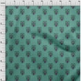 thumbnail image 3 of oneOone Viscose Chiffon Dusty Teal Green Fabric Leaves & Floral Block Craft Projects Decor Fabric Printed By The Yard 42 Inches Wide, 3 of 4