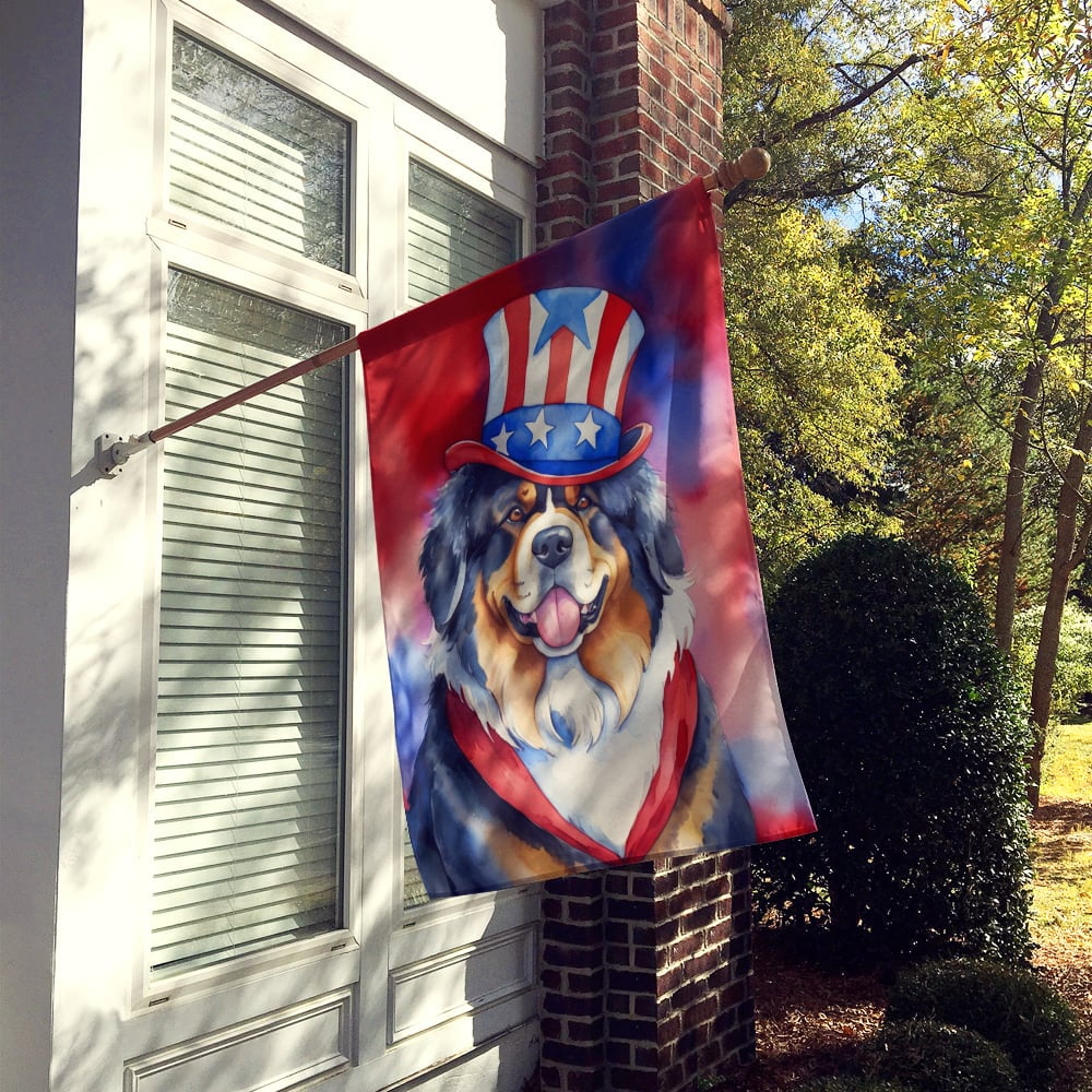 Tibetan Mastiff Patriotic American House Flag 28 in x 40 in