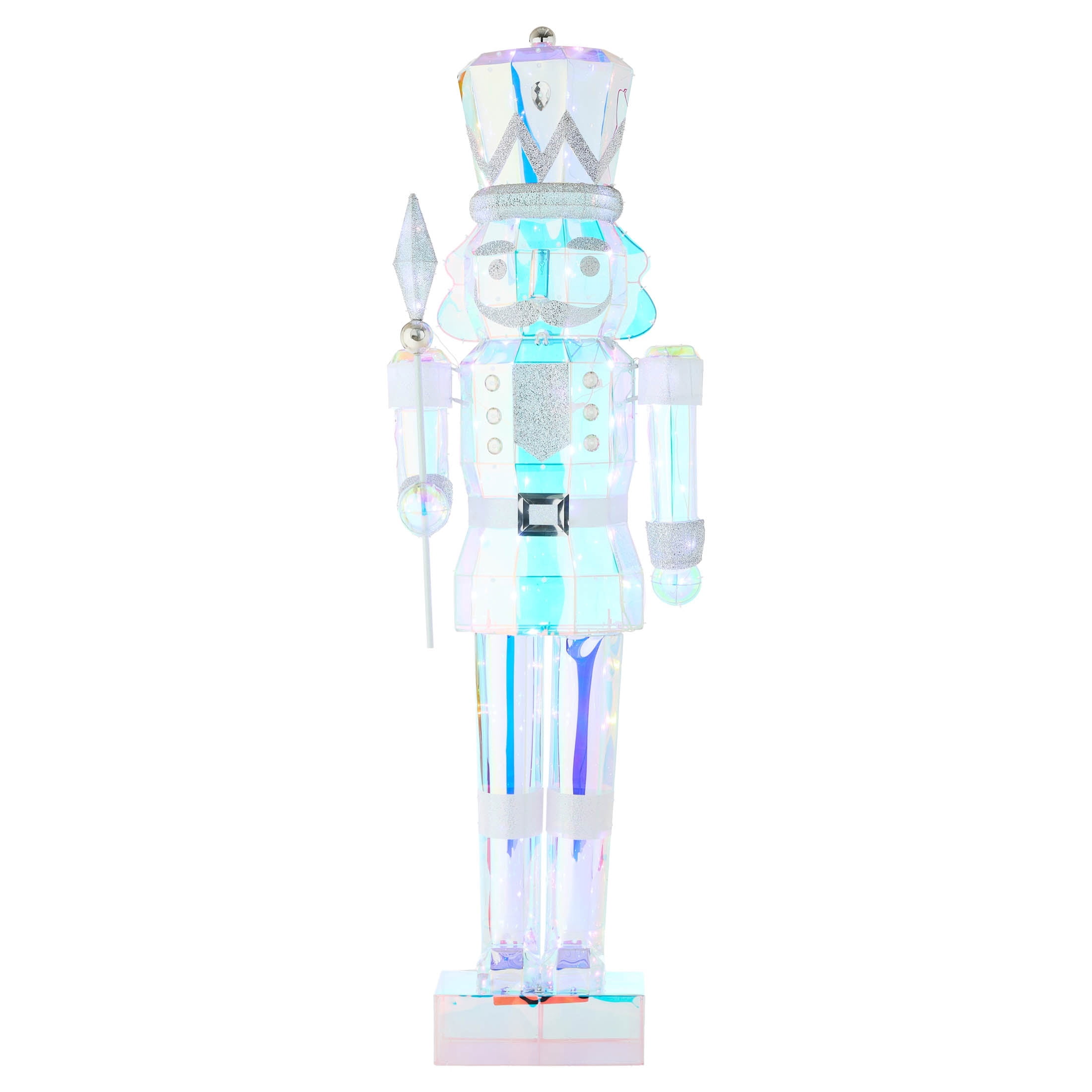 LED Lighted Prism Nutcracker Christmas Decoration, Iridescent, 72", by Holiday Time
