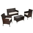 thumbnail image 2 of Costway 4pcs Patio Rattan Furniture Set Table Shelf Sofa Outdoor Garden W/ Beige Cushion, 2 of 9