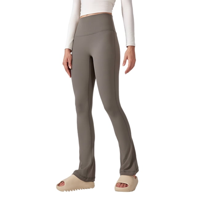 Pantalones deportivos de yoga: leggings acampanados de cintura alta, nailon y spandex, ropa deportiva elegante, cómodos y elásticos.