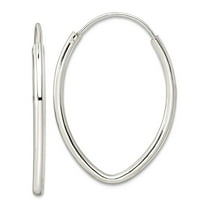 925 Sterling Silver Polished Endless Oval Hoop Earrings 25.9x18.6mm Wide 1.5mm Thick Hoop Earring for Women