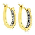 thumbnail image 5 of 10K Yellow Gold 1.0 Cttw Baguette & Round Brilliant-Cut Diamond Horizontal Channel-Set Hoop Earrings (I-J Color, I2-I3 Clarity), 5 of 8