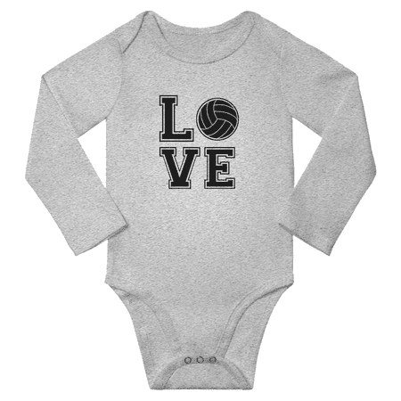 

Volleyball Love Funny Baby Long Sleeve Bodysuits Boy Girl Unisex (Gray 6-12M)