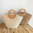 thumbnail image 2 of Firefly hope Bolso de hombro tejido para mujer, bolso de mano y neceser, elegante bolso de playa de verano, 44 x 17 x 25 cm (blanco)., 2 of 3